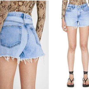 FRAME Le Brigette High Waist Raw Edge Denim Shorts